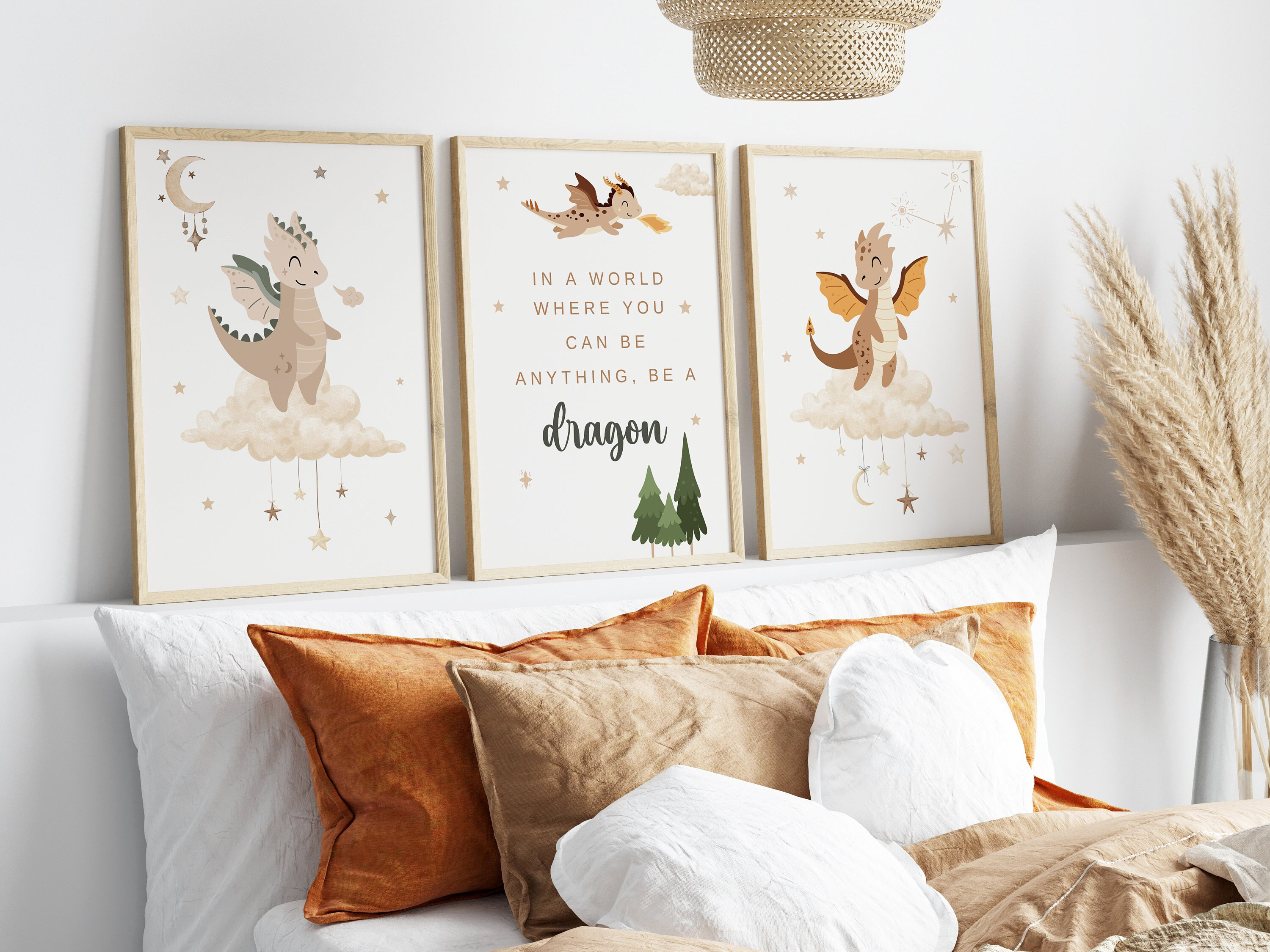 Set of 3 Baby Dragon Nursery Prints,dragon Nursery Decor,mythical ...