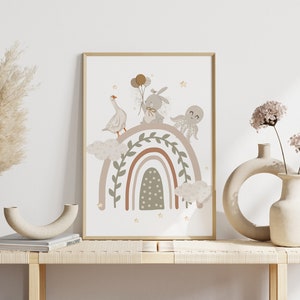 Boho Nursery Print Set of 3,nursery Decor Neutral,rainbow Sun Nursery ...