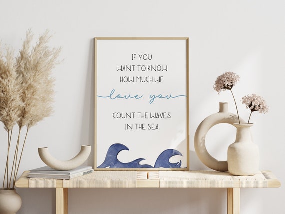 Nautical nursery wall art,Boy wall art,Nautical decor,Boy nursery decor,Baby nursery,Waves nursery,New baby print,Count the waves in the sea