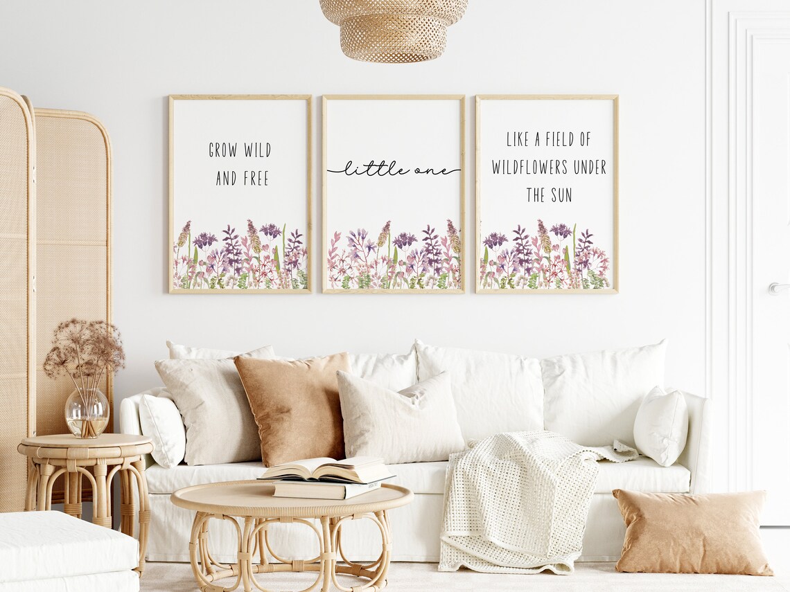 Set of 3 Wildflower Nursery Prints,baby Girl Nursery,nursery Wall Art ...