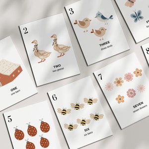 Zahlen Lernkarten,Lernkarten,Montessori Lernkarten,Natur Zahlen Lernkarten,Vorschule Zählen,Vorschul Printables,Zahlen 1-10