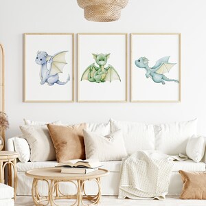 Set of 6 Dragon Nursery Prints,baby Dragon,dragon Wall Art,dragon Art ...