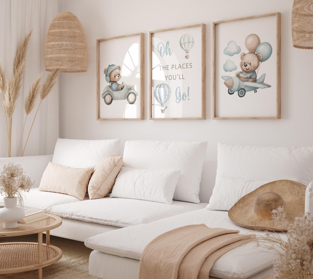 Set of 3 Bear Nursery Prints,baby Animal Prints,bear Poster,adventure ...