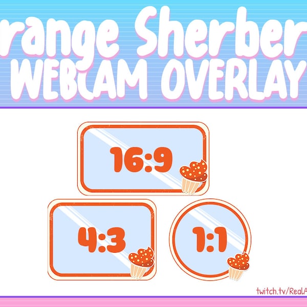 Twitch Webcam Overlay Package | Orange Sherbert | Cupcake | Cute | OBS | StreamElements