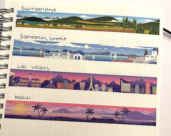 Simply Gilded Passport Washi 24"-48" Washi Tape Samples - Switzerland, Santorini, Las Vegas, Maui