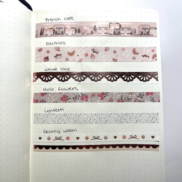 Simply Gilded Foiled Subscription Sweets Shop 24" Washi Tape Samples - French Cafe/Pastries/White Lace/Holo Flowers/Confetti