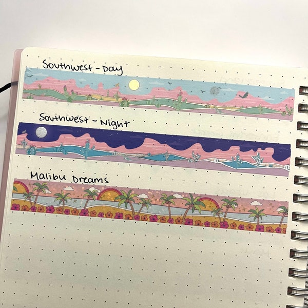 Simply Gilded Passport Washi 24"-48" Washi Tape Samples - Southwest Landscape, Malibu Dreams, USA, Summer, Desert