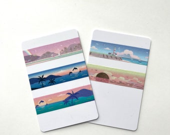 Simply Gilded Foiled Passport 12"-48" Washi Tape Samples - Hawaii/Tropical/Maine Sunrise and Sunset