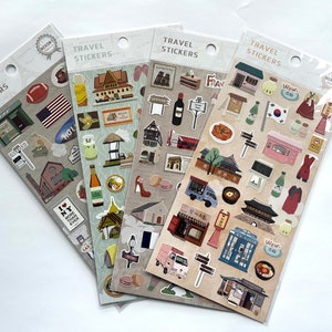 Travel Stickers | South Korea/Thailand/France/USA/Australia/Beijing | City Stickers | Scrapbooking | Travel Journal