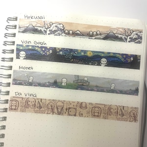 TheCoffeeMonsterzCo 24&quot; 2023 Washi Tape Samples - Hokusai/Van Gogh/Monet/Da Vinci - Artist/Paintings/Starry Night/Water Lilies/Wave/Science