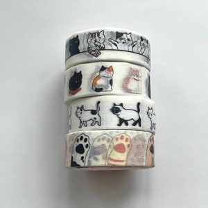 Cat Washi Tape | Full Roll | Animal print/Cute cat/Paws | Matte Finish | Scrapbooking | Journal | Planner