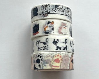 Cat Washi Tape | Full Roll | Animal print/Cute cat/Paws | Matte Finish | Scrapbooking | Journal | Planner