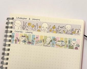 TheCoffeeMonsterzCo 24" 2026 Washi Tape Samples - Lavender and Lemons, Colorful Crafts, Watercolor style