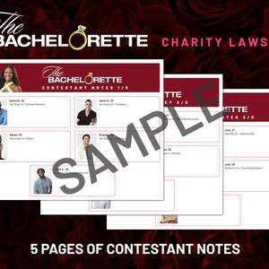 Pageant Contestant Note The Bachelorette Bracket | Season 20 | Charity Lawson | Print-ready ...