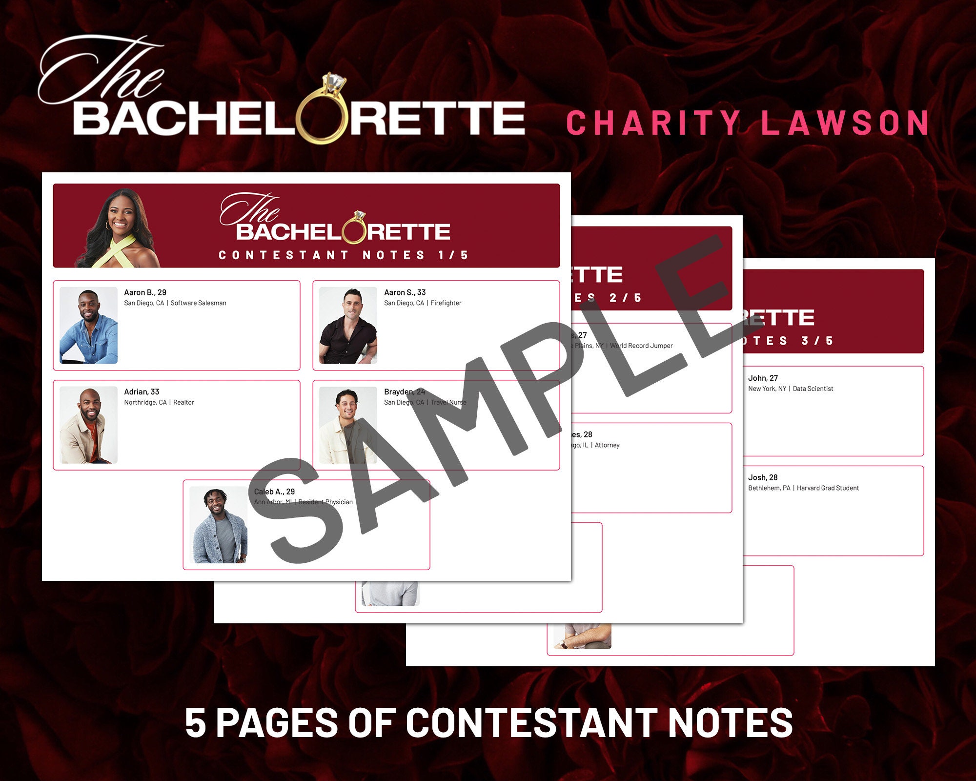 The Bachelorette Bracket Season 20 Charity Lawson - Etsy