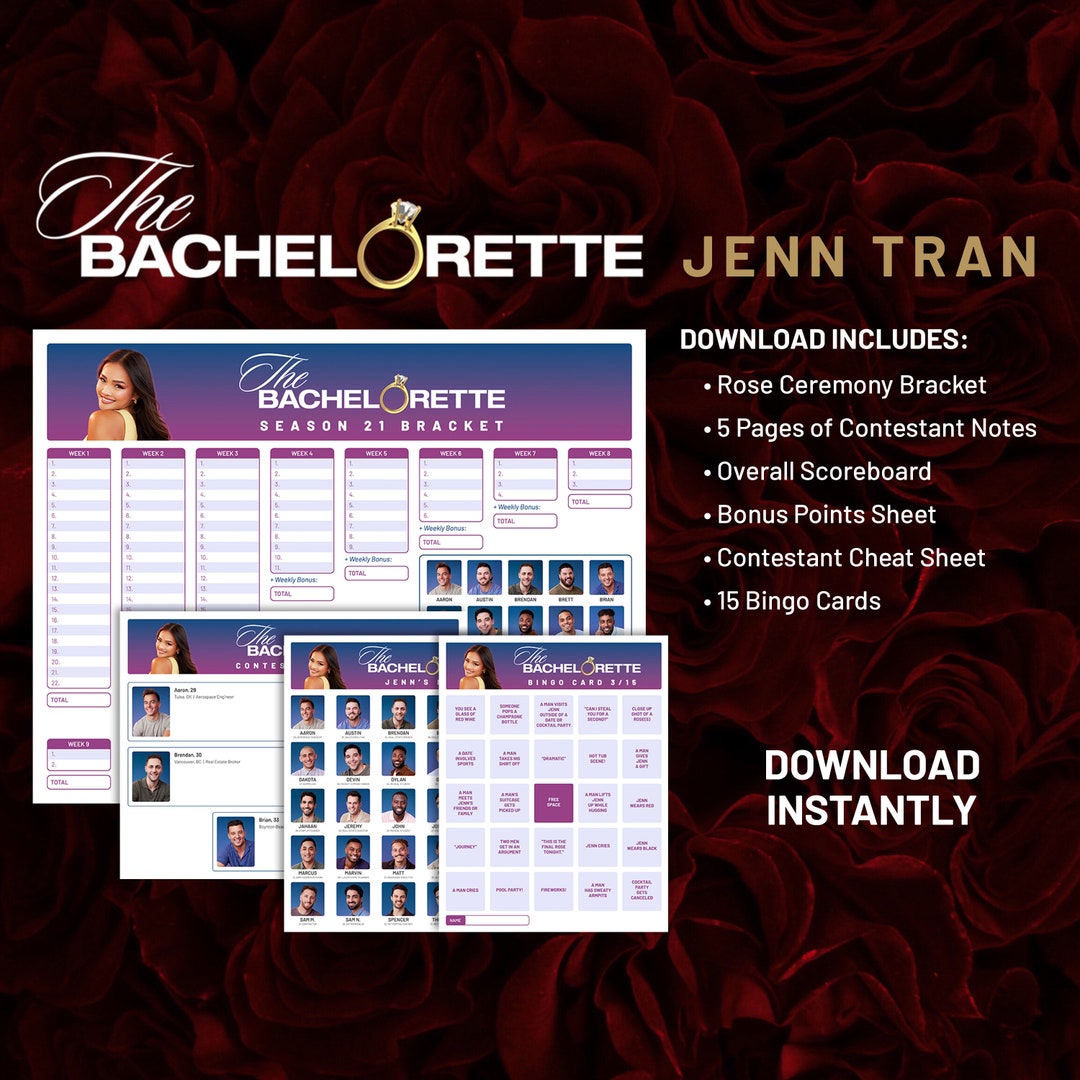 The Bachelorette Bracket | Season 21 | Jenn Tran | Print-ready PDF ...
