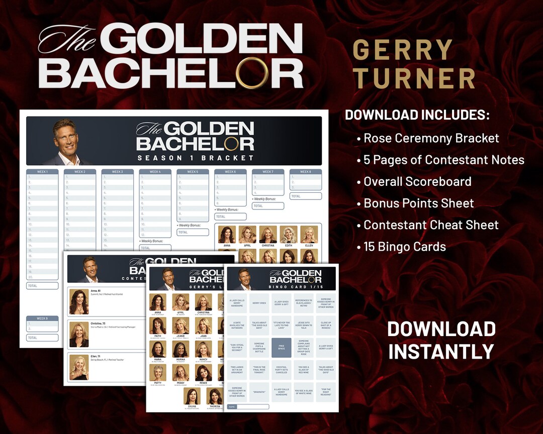 The Golden Bachelor Bracket Pack Season 1 Gerry Turner Printready PDF