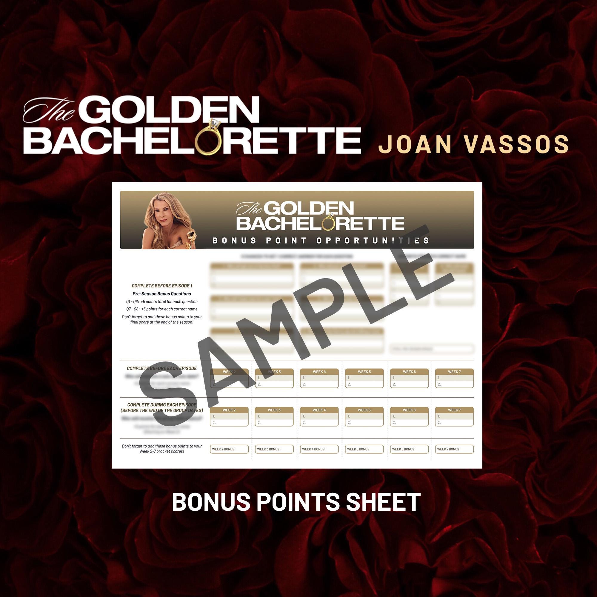 The Golden Bachelorette Bracket | Season 1 | Joan Vassos | Print-ready ...