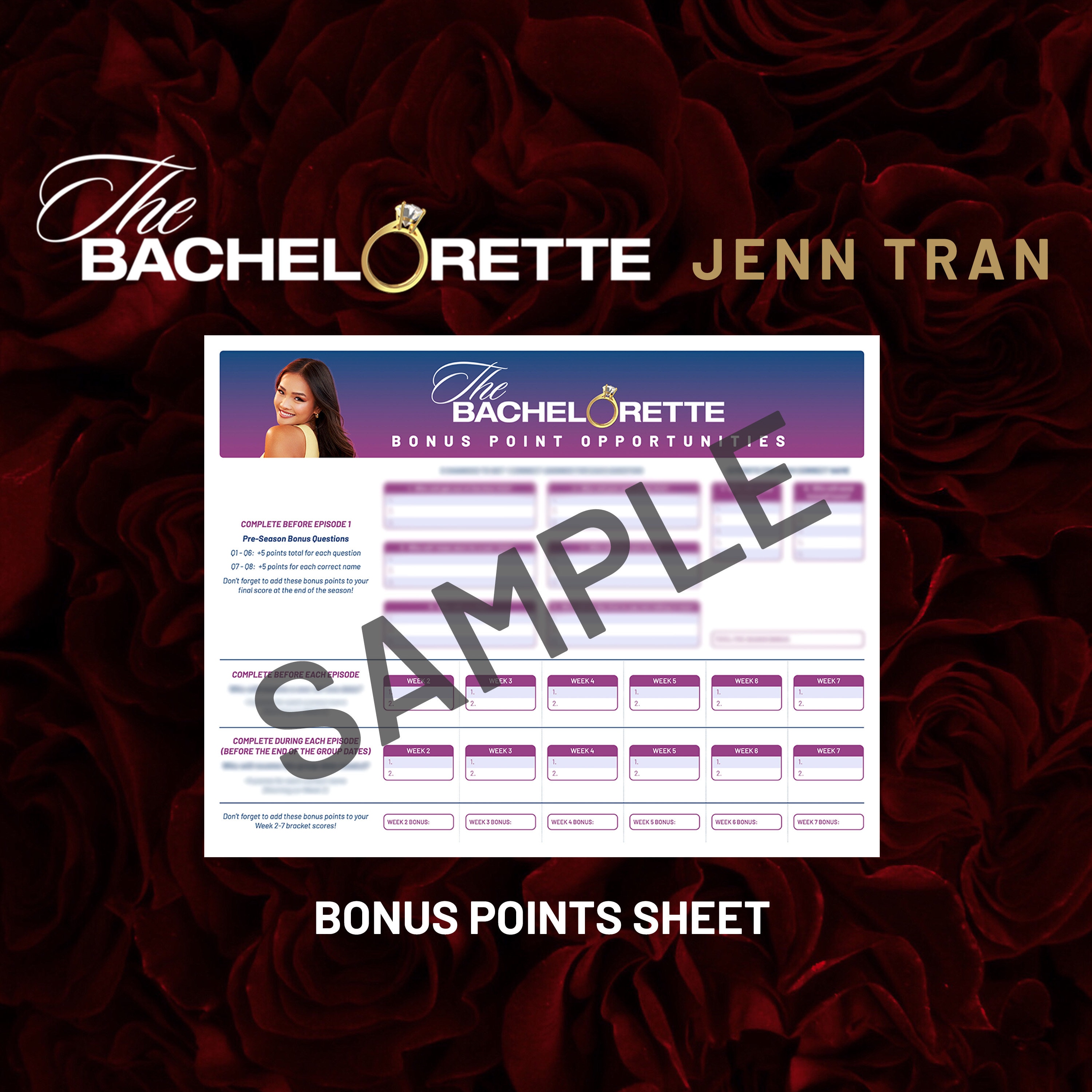 The Bachelorette Bracket | Season 21 | Jenn Tran | Print-ready PDF ...