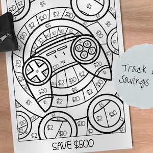 Sparen Sie 500 Dollar beim Malen in Ihrem Ersparnis-Tracking-Chart | Druckbar | Farbe in | Speichern des Fortschritts in Richtung Ihres Ziels | Haushalts-Tool