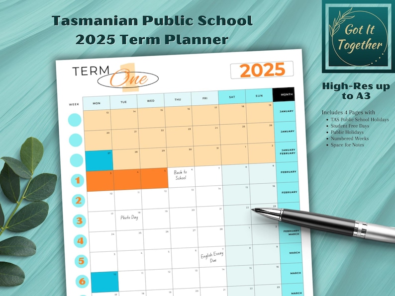Tasmanian 2025 School Term Planner With All Holidays Marked Digital