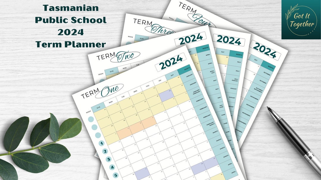 Tasmanian School Term Planner for 2024 With All Holidays Marked Digital