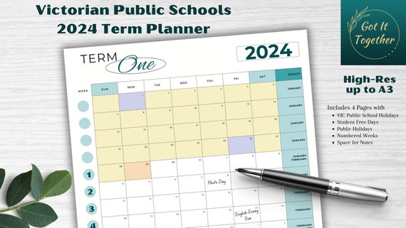 Victoria School Term Planner for 2024 With All Holidays Marked Digital Print File VIC Public School Calendar - Etsy