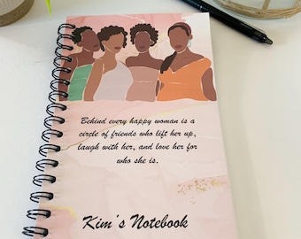 Personalized Friends Spiral Notebook: African American Soft Cover, Lined Pages