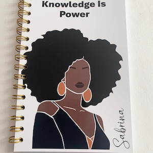 Personalized Black Woman Journal | Knowledge Is Power Notebook | 5.5"x8.5" image 2