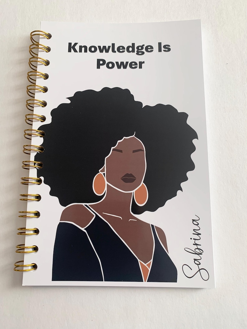Personalized Black Woman Journal | Knowledge Is Power Notebook | 5.5"x8.5" image 2
