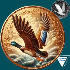 Gans Coin Tiefe Karte | Höhe Karte| 3D Lasergravur | X Werkzeug | Lichtbrand | Kunst Download | PNG | Digital | glühen | CNC |Laserdatei | Vogel