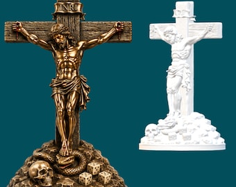 Jesus conquering sin and death, Crucifixion Sculpture STL, OBJ, png files, CNC , 3D printing