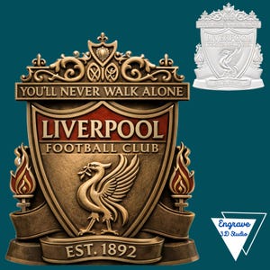 Escultura del logotipo del Liverpool Archivo STL / Mapa de profundidad / CNC / Corte láser (obj, 3mf, svg, png)
