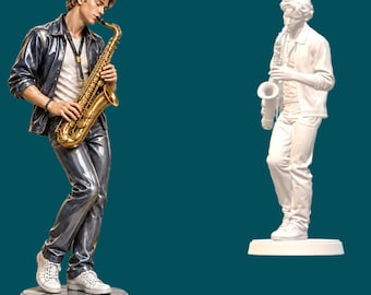 Saxophone STL | High Detail Sculpture,OBJ, png files, CNC routers, 3D printing, Music