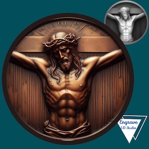Kruisbeeld Jezus 3D-lasergravure | Dieptekaart | Hoogtekaart | X-tool | PNG | Brandwonden | CNC | Grijswaarden | Glowforge | Digitaal | Kruisiging