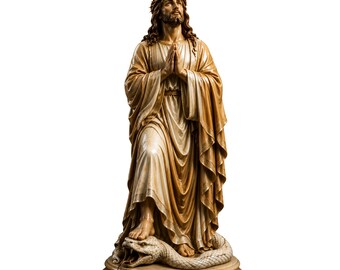 Jesus crushes the serpent's head.Sculpture STL, OBJ, png files, CNC routers, 3D printing