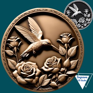 Kolibri 2D Lasergravurdatei | Tiefenkarte | Höhe Karte | Xtool | PNG | Lichtbrand | Graustufen | Glühschmiede | CNC | Lasergravur | Vogel