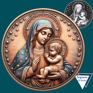 Virgem Maria | Ilusão 3D de Jesus | Mapa de Profundidade | Arquivo Pronto para Laser | Xtool | Glowforge | Escala de Cinza | CNC | Arquivo de Corte a Laser | Lightburn
