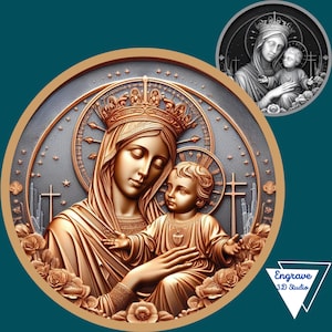 Virgem Maria | Ilusão 3D de Jesus | Mapa de Profundidade | Mapa de Altura | Gravação a Laser | Arquivo Digital | CNC || Laserl | Glowforge | X Tool
