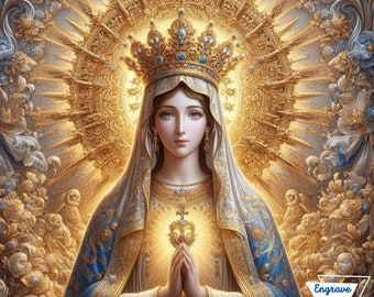 Virgin Mary 3D Relief STL File | embossing | Depth, Height MaP | Resin | laser engraving