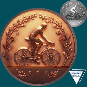 Archivo láser 3D de ciclismo / mapa de profundidad / PNG / grabado de profundidad / moneda de latón / alta calidad / quemado ligero / escala de grises / CNC / forja brillante / deportes