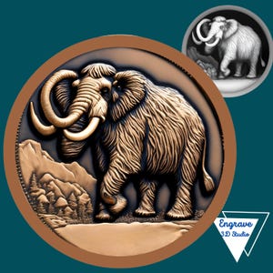 3D Laser engraving | Depth Map | Height Map | Xtool | PNG |Lightburn | CNC |Grayscale | Glowforge | Laser Ready file | wildlife | Elephant