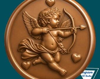 Angel 3D Relief STL | Depth, Height | engraving| CNC | Laser cut | 3D PNG| Hearts | Valentine