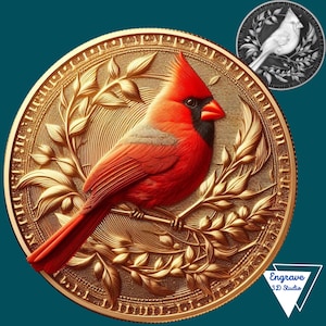 Cardinal | Arquivo Laser | Mapa de Profundidade | Mapa de Altura | Xtoo l | Arquivo PNG | Queima de Luz | Tons de Cinza | Glowforge | Arquivo Laser Ready | CNC | Pássaros
