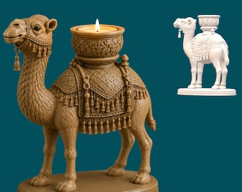 Camel Candle Holder Sculpture STL, OBJ, png files, CNC routers, 3D printing