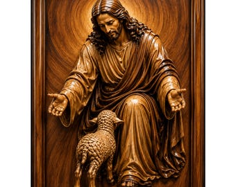 Jesus Good Shephered STL | Depth, High relief | 3D Illusion | Laser Cut,  embossing | engraving | CNC