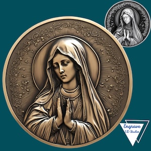 Nossa Senhora | Milagroso |  Mapa de profundidade | Gravação a laser 3D | Xferramenta|  | Virgem Maria | παρθένα Μαρία | virgem Maria | CNC | Forja Brilhante | Arquivo laser