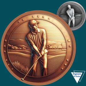 Joueur de golf | illusion 3D | Carte de la profondeur | Gravure au laser | Fichier prêt pour le laser | Gravure sur bois | Outil X | Forgelumineuse | Niveaux de gris| CNC | Coup de foudre | sport