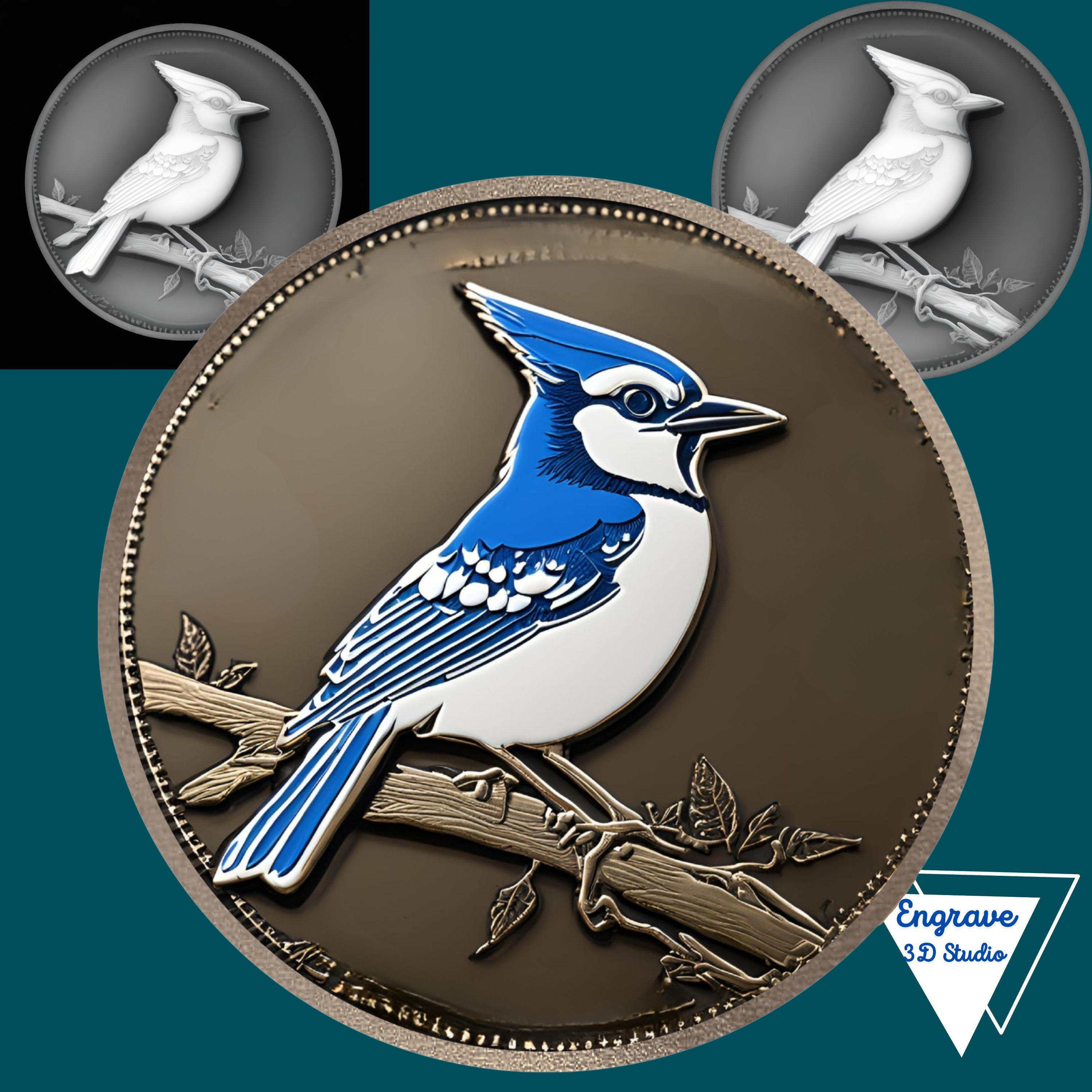 3D Bird Coin Laser Engrave File: Depth Map, Xtool Glowforge CNC ...
