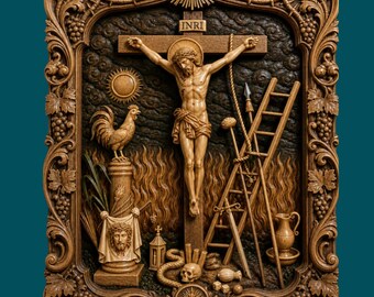 Crucifixion STL File | Depth, Height relief | Laser Cut | embossing | Laser engraving | 3D print